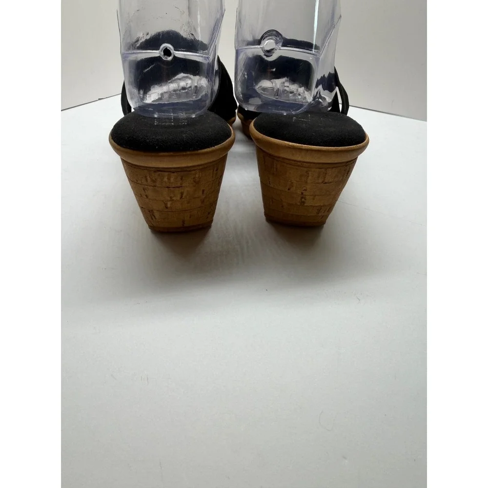 Italian Shoemakers Womens‎ Black Knotted Wedge Sandals Cork Heel Mule 9